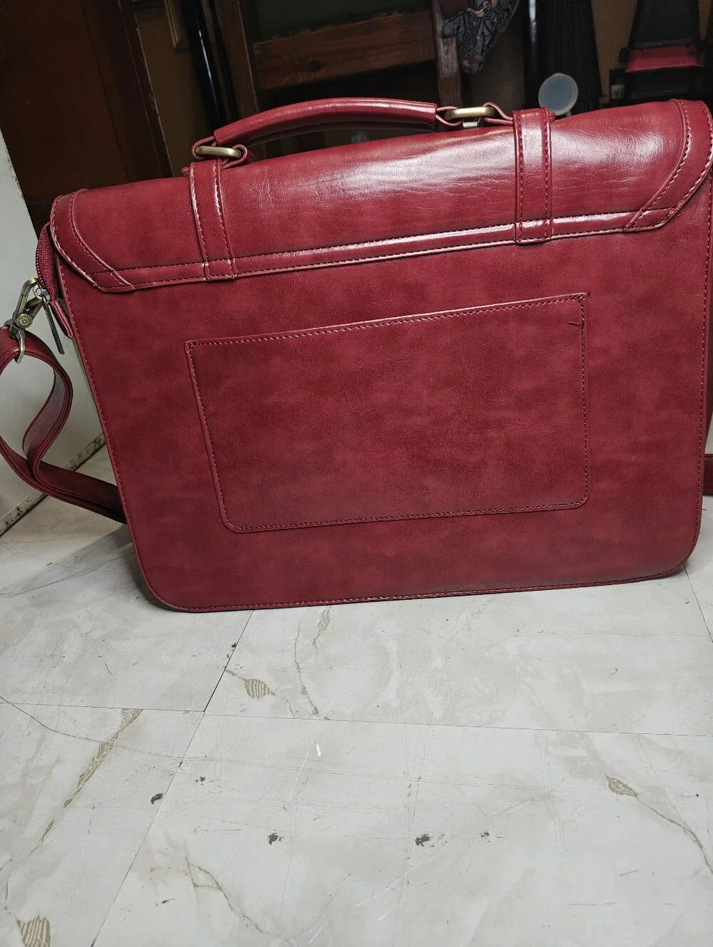 ECOSUSI Briefcase Women's Red Scalloped Satchel Handbag